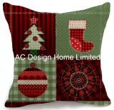 Multi Color Square X'mas Ornament Design Decor Fabric Cushion W/Filling