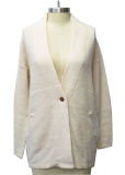Women V-Neck Cardigan Knitting Sweater with Button