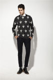 Wool Acrylic ODM Triangle Jacquard Pullover Knit Man Sweater