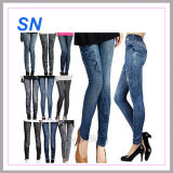 Hot Sale Women Printed Imitation Jeans Stretchy Leggings