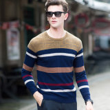 Man's New Design Woolen Sweater Round Neck Strip Pullover