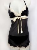 Transparent Sexy Lingerie Nightgown with Flower Lace Trim (EPB280)