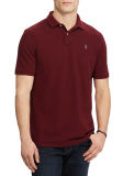 Wine Red Mens Classic Mesh Short Sleeve Cotton Polo Shirts