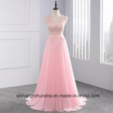 Rose Wedding Dresses V-Neck Floor Length Chiffon with Lace Ruffle
