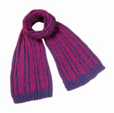 Womens Unisex Winter Warm Color Mixed Cable Heavy Knitted Scarf (SK162)
