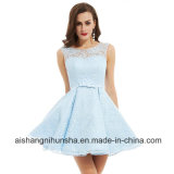 Homecoming Dresses Scoop Sleeveless A-Line Ruched Lace Prom Dress