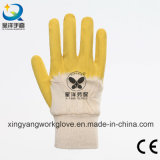 Cotton Liner Yellow Latex 3/4 Coated Safety Working Gloves (L001)