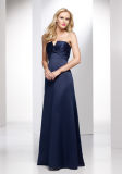 Navy Blue Taffeta V-Neckline Bridesmaid Dresses (BD3024)