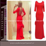 Red Lady Low Back Bridesmaid Dress (T6814)