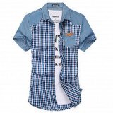 Men's Clothing 100%Cotton Woven Y/D Plaid Short Shirt (RTS14029)