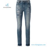 Blue Stretch Cotton MID Rise Distressed Frayed Edges Women Jeans Denim (pants E. P. 417)