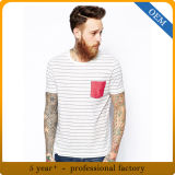Custom Men's Short Sleeve Striped T Shirt with Pocket