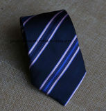 Business Style Poly Jacquard Navy Striped Necktie