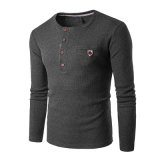 Mens Long Sleeve Casual Slim Fit Plain Button Solid Blouse T-Shirts