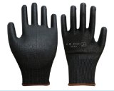 13G Hppe Cut-Resistance Safety Glove with Black PU Coated