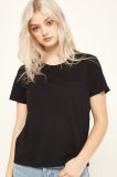 Women's Round Collar Cotton T-Shirt with Pocket on Chest