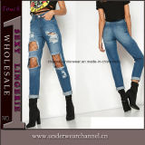 New Fashion Ladies Stretchy Skinny Ripped Denim Pants Jeans (TXXL246)