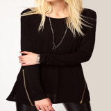 Hot Selling Women's Fashion Black Plain Cotton T Shirts (ELTWTI-2)