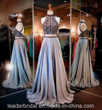 Halter Prom Party Gowns Silver Beading Formal Evening Dresses Z5013