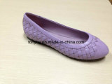 Lady Leather Woven with Round Head Leisure Flat Shoe