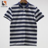 Men's Yarn Dyemercerised Colorblock Men's Cotton Spandex Single Jersey Stripe Polo Shirt