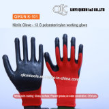 K-101 13 Gauges Polyester Nylon Cotton Nitrile Coated Safety Working Gloves