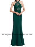 Halter Long Evening Dress Women Mermaid Evening Gown with Lace