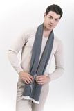 Brcmb-100% Smi-Worsted Cashmere Herringbone Scarf