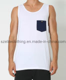 Blank White Singlets with Pocket