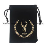 Fashion Personalized Custom Printed Black Promotional Velvet Jewelry Bag