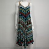 Active Print Viscose Long Dress with Tie up Back