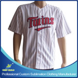 Custom Made and Emb Logo Baseball Shirt with Sublimation Stripes on Body