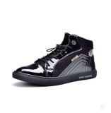 Black PU Patent Leather Men Shoes with Lace up (YN-25)