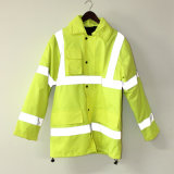 Lucifer Yellow Lime Hooded PU Jacket/Raincoat/Reflective/Safety Clothing for Adult