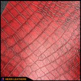 Synthetic Crocodile Tc Backing PU Leather for Sofa Chairs Making Hx-F1718