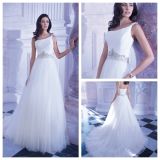 One Shoulder Bridal Formal Gowns Stock Tulle Wedding Dress T190