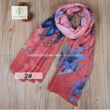 2018 Top Selling Lily Printed Viscose / Polyester Fashion Lady Sunscreen Scarf