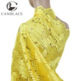 Yellow Color Soft African Lace Embroidery Fabric for Wedding Dress