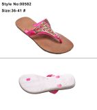 Flat Clip Toe Women and Ladies Flip Flip Sandal Slipper with Metal Decoration and Wide Strip Strap