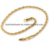 Gold Plated Stainless Steel Twist Rope Chain Bracelet
