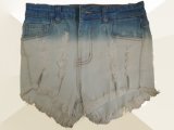 Two Double Color and Broken Washing Short Jeans for Lady (HDLJ0017-17)