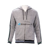New Design Zip up Grey Hoodie with Green Piping