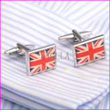 Fashion Square Silver Plated Flag Men's Brass Cufflinks