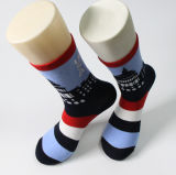 Bright Colour Stripe and Spection Design Men Cotton Socks
