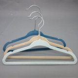 Hh Brand Velvet Flocked Children Hanger, Wholesale Plastic Kids / Baby Coat Hanger Hangers for Jeans