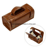 Brown Leather Men's Travel Sports Pouch Shaving Brush Toiletry Bag