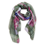 Lady Fashion Polyester Voile Printed Scarf (YKY4133)