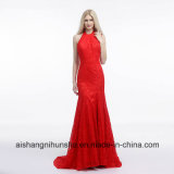 Mermaid Evening Dress Halter Sleeveless Lace Long Formal Party Gown