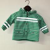 Green Stripe Reflective PU Rain Jacket/Raincoat