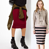Women Fashion 100% Cotton Jersey Pencil Skirt Factory